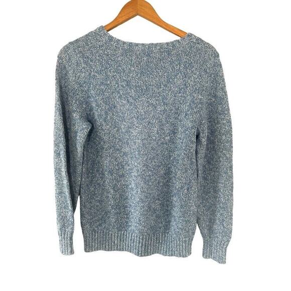 L.L. Bean Womens Cotton Sweater Marled Blue White Size Medium Item ID 501067 - Picture 3 of 9